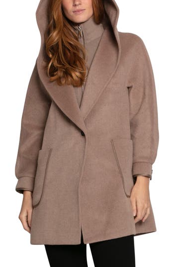 Belle & Bloom Next To You Coat With Rib Knit Bib In Brown