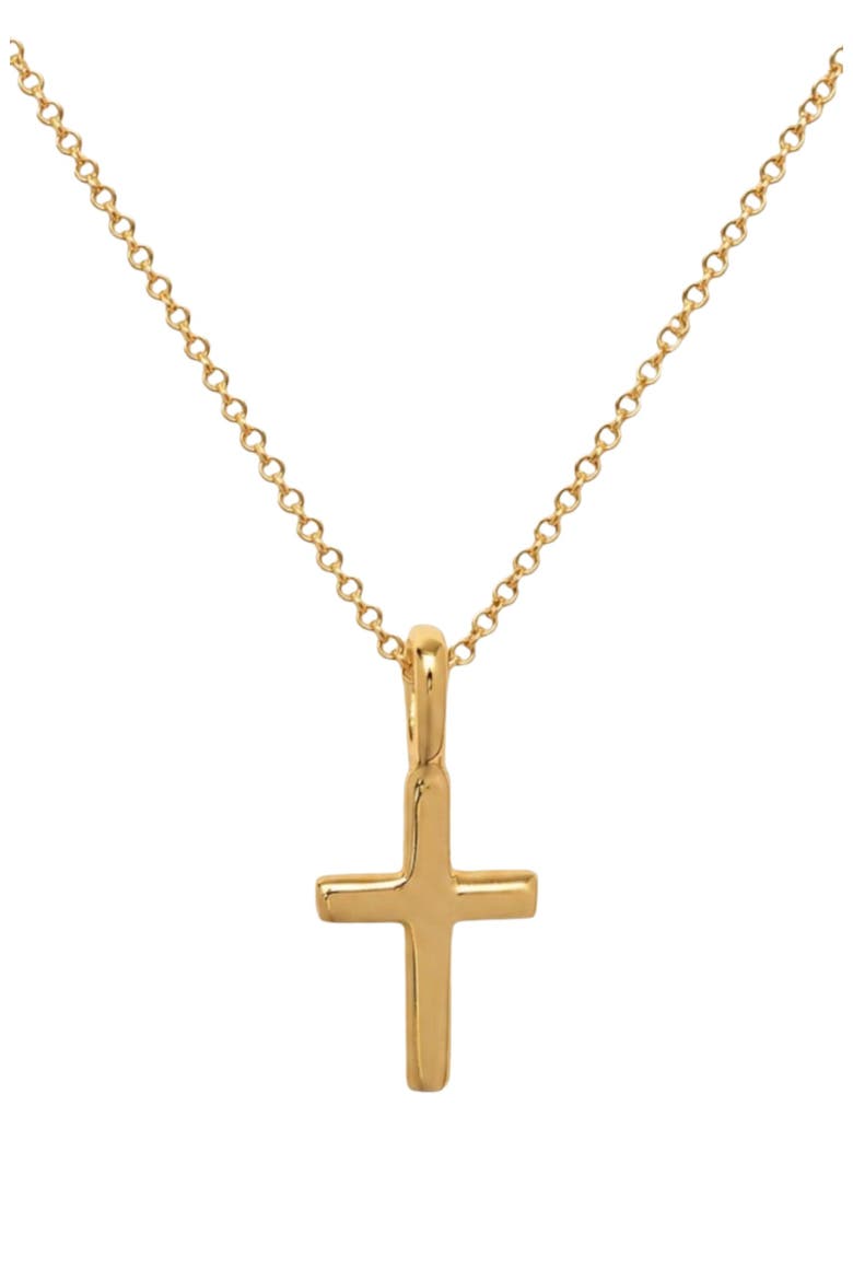 Cross Charm Necklace, Main, color, Gold Vermeil