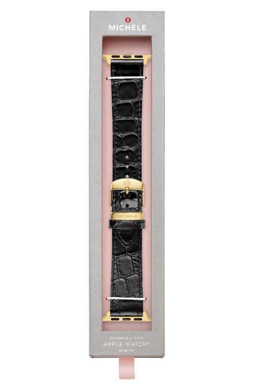 Michele Croc Embossed Leather 20mm Apple Watch® Watchband