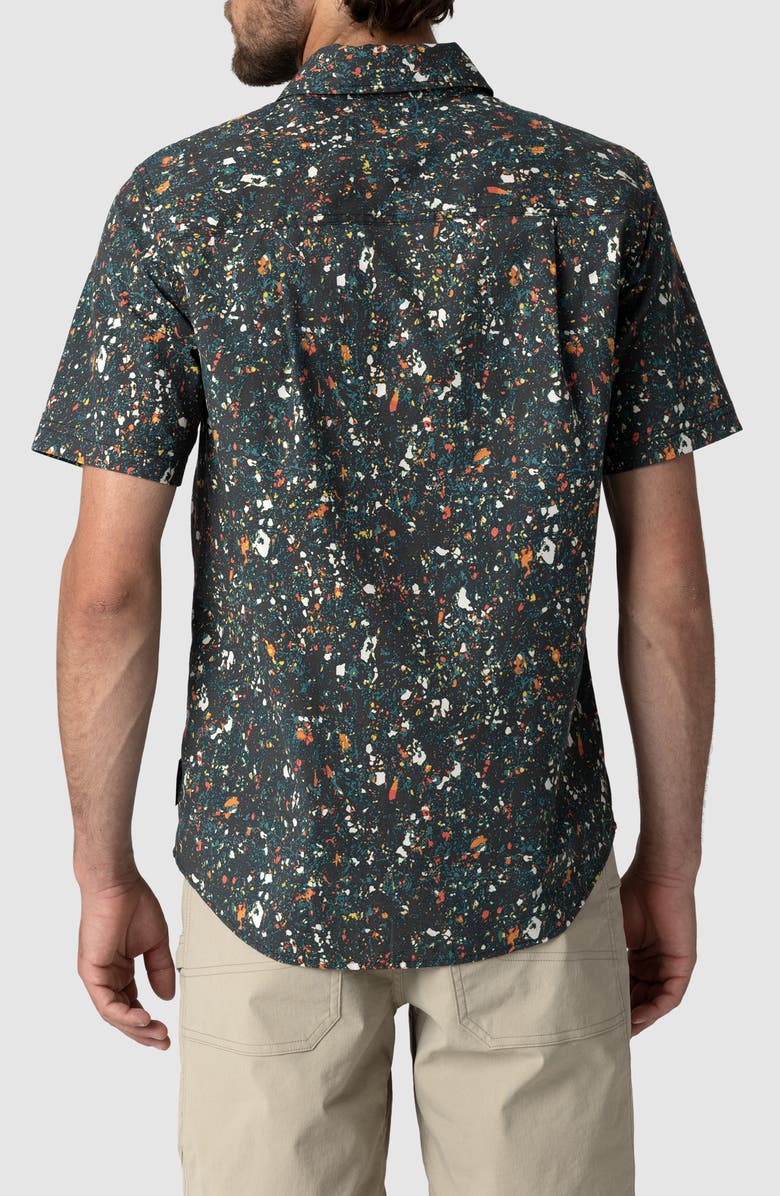 Outdoor Research Rooftop Short Sleeve Button-Down Shirt, Alternate, color, Black Creekside Print