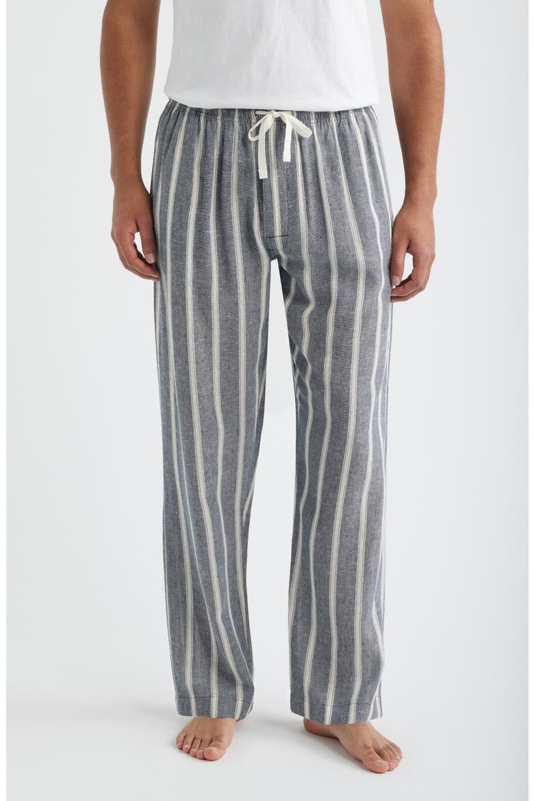 Textured Retreat Woven Cotton Drawstring Pajama Pants, Main, color, NAVY/ BEIGE