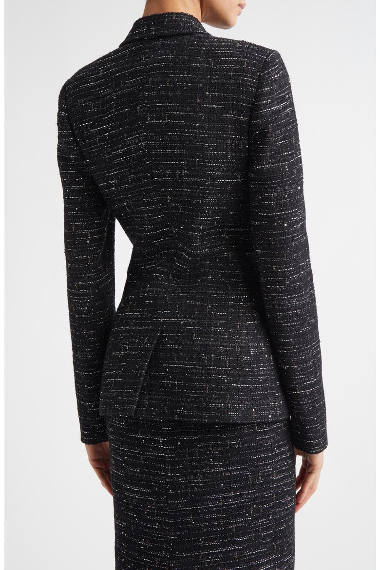 Cannes Stud Trim Tweed Jacket, Alternate, color, BLACK METALLIC MULTI