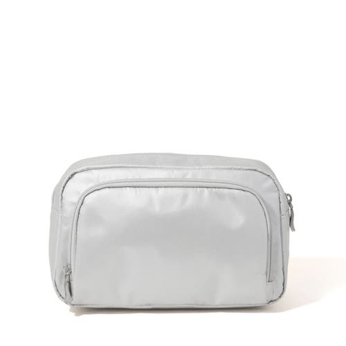 Baggallini Pocket Cosmetic Bag With Brush Organization In Silver