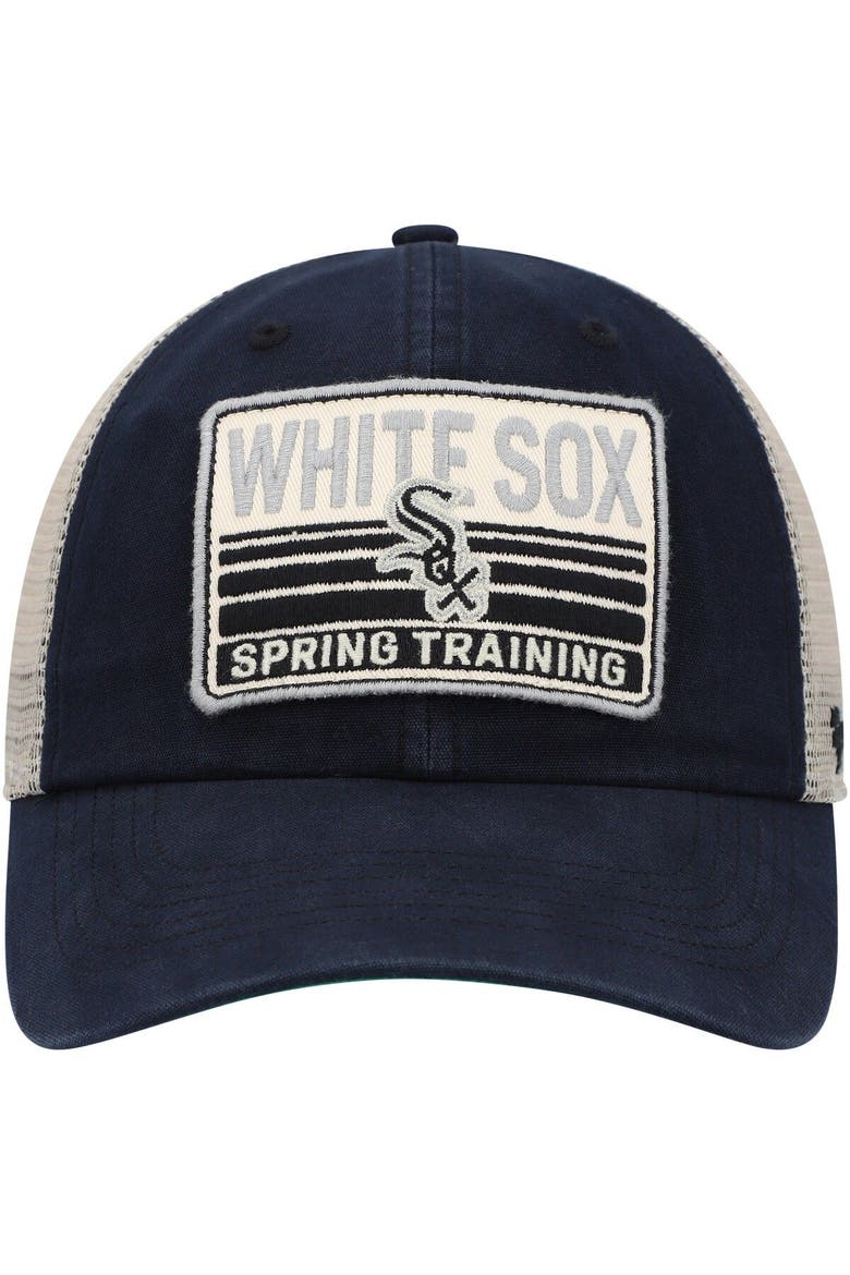 Men's '47 Black/Tan Chicago White Sox Four Stroke Clean Up Trucker Snapback Hat, Alternate, color, Black
