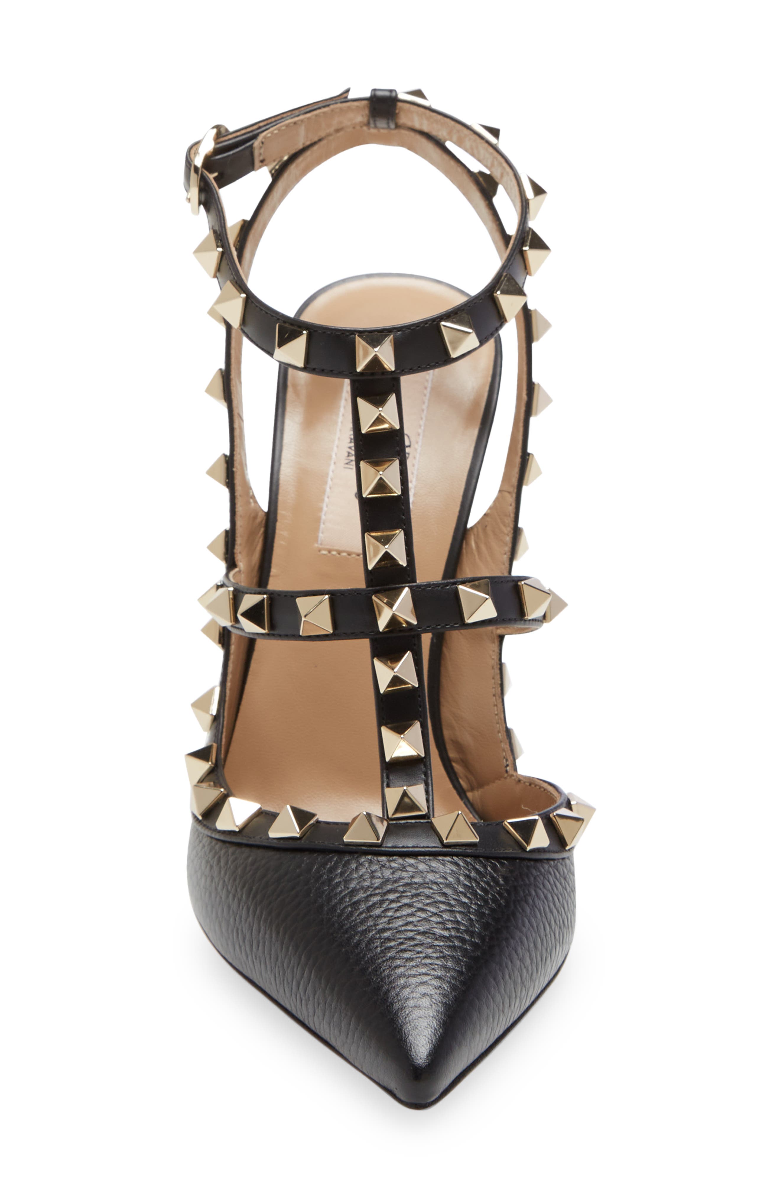 Valentino Garavani Rockstud Ankle Strap Pump, Alternate, color, 0No Nero