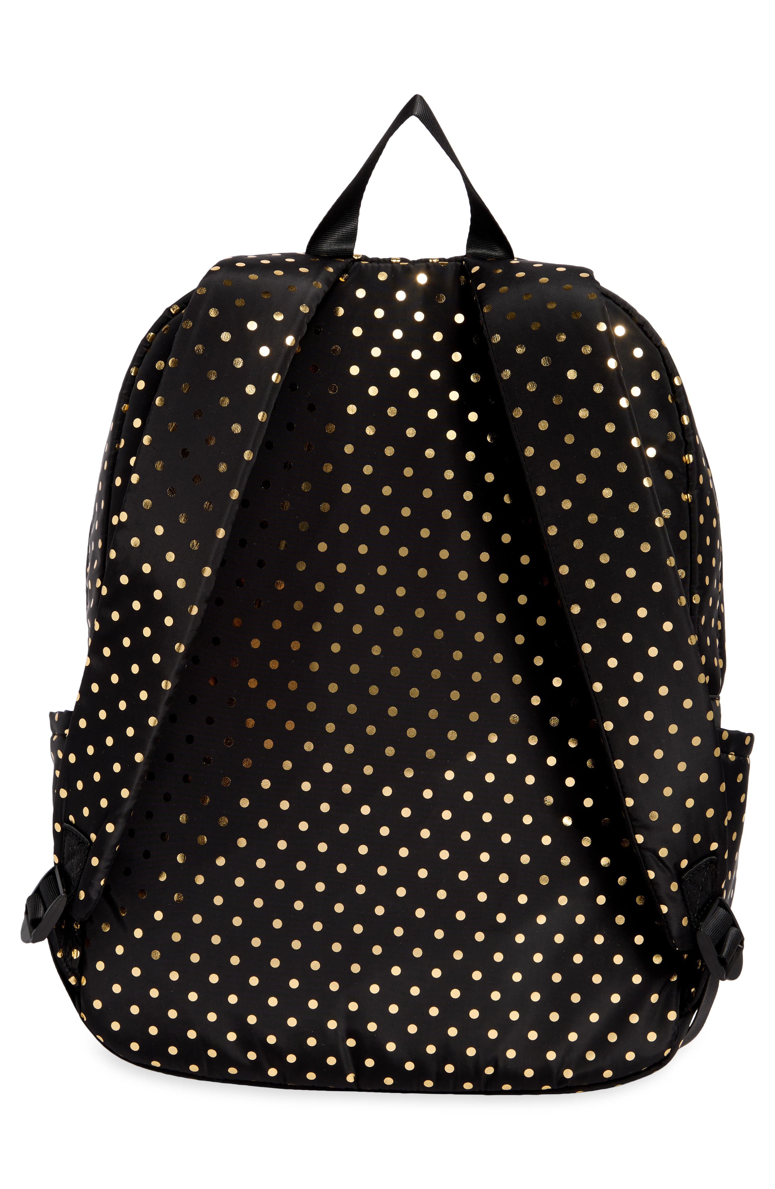 Polka Dot Nylon Dome Backpack, Alternate, color, GOLD FOIL POLKA DOT