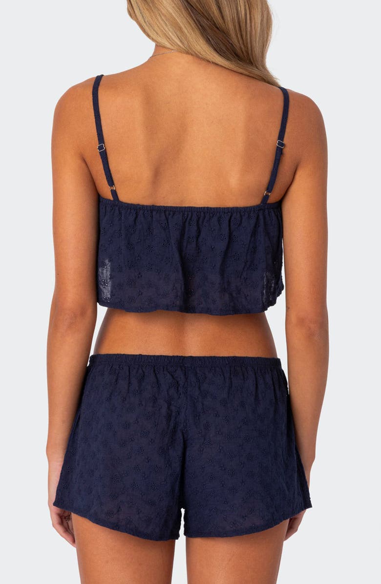 EDIKTED Edan Cotton Eyelet Crop Top, Alternate, color, Navy