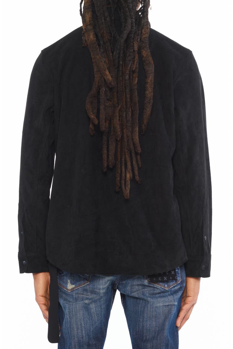 Faux Suede Button Front Shirt, Alternate, color, BLACK