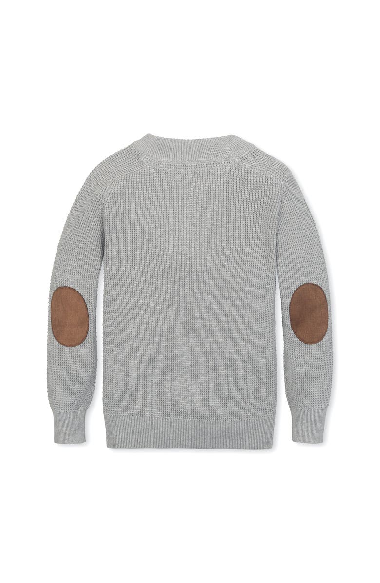 Hope & Henry Kids' Organic Long Sleeve Henley Pullover Sweater with Elbow Patches, Alternate, color, Gray Heather