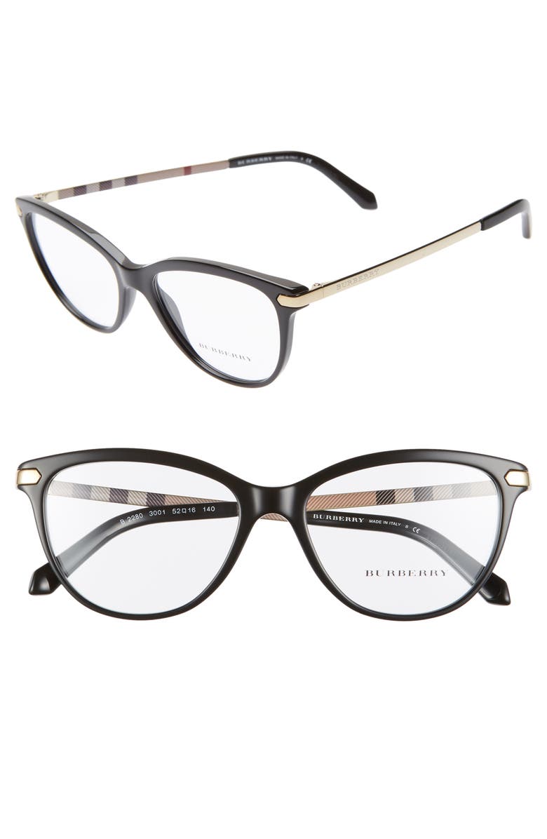 Burberry 52mm Check Temple Optical Glasses, Main, color,