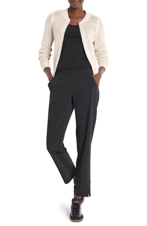 Nz Active By Nic+zoe Open Stitch Zip-up Cardigan In Cobblestone