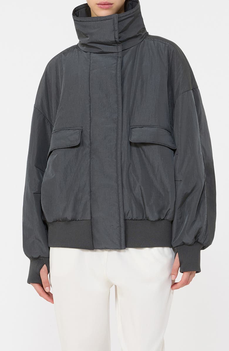 MM by Max Mara Amaca Hooded Nylon Jacket, Main, color, Dark Grey