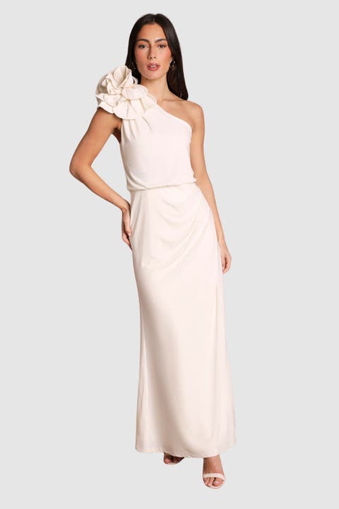 One Shoulder Jersey Maxi Dress