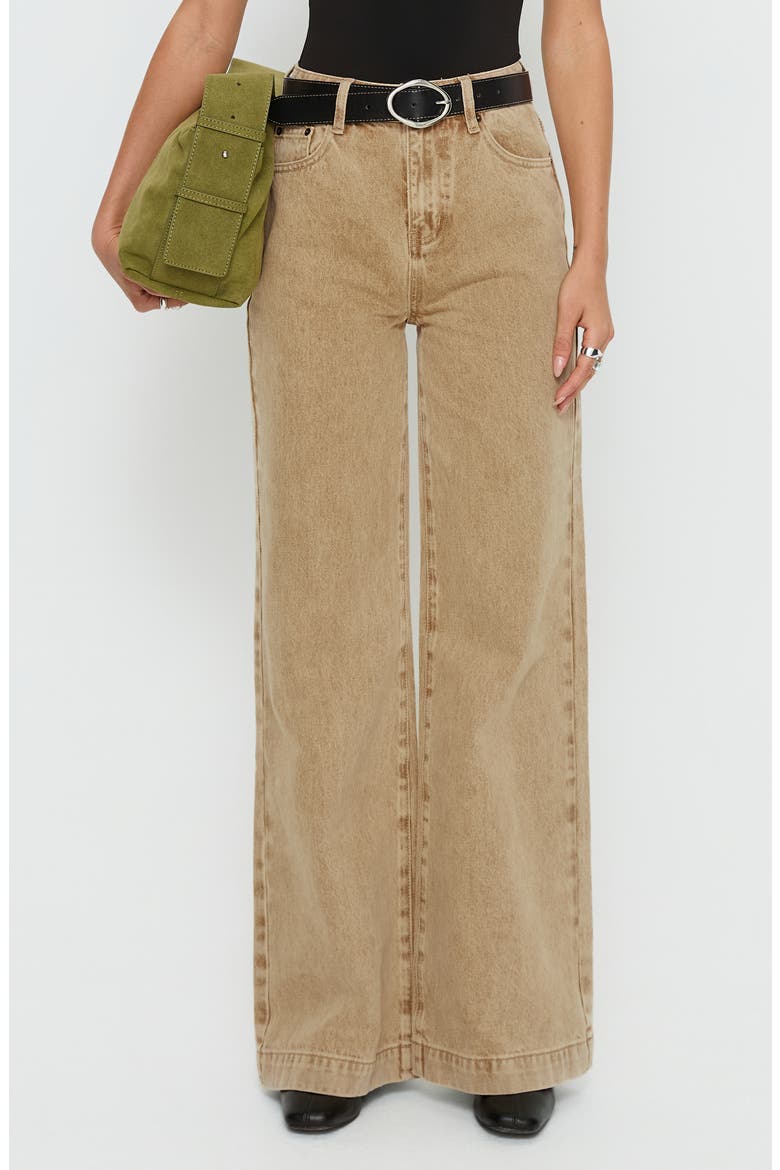 Goldie High Waist Wide Leg Jeans, Main, color, TAN