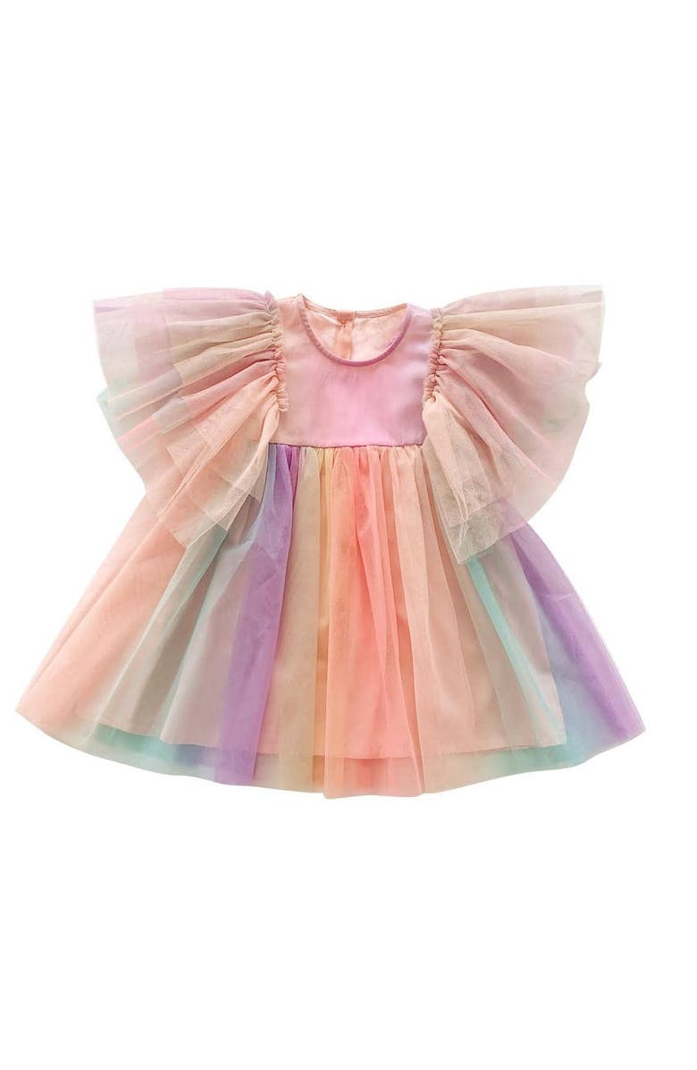 Lola + The Boys Sunset Rainbow Tulle Dress, Main, color, Multicolor