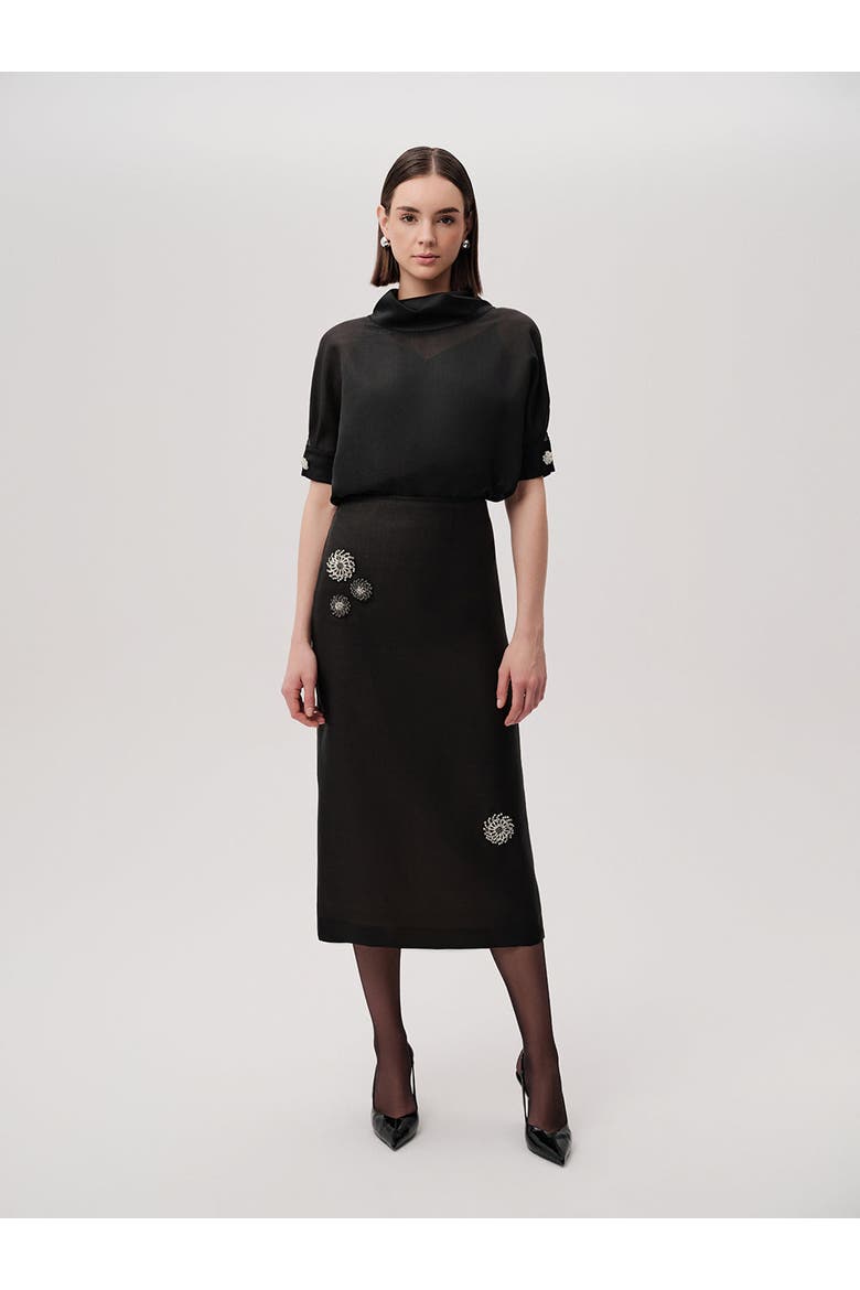 Susan Button Skirt, Alternate, color, BLACK