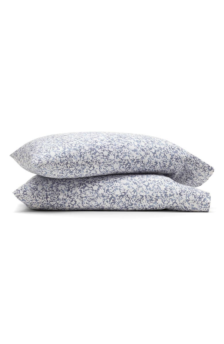 Boll & Branch Signature Garden Print Hemmed Organic Cotton Set of Pillowcases, Main, color, Bay