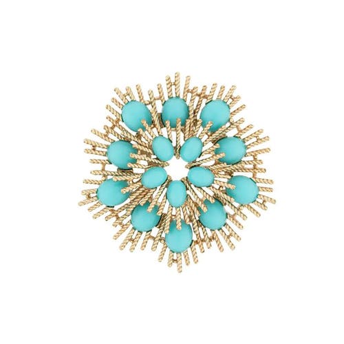 Susan Caplan 1960s Avon Turquoise Sunburst Brooch