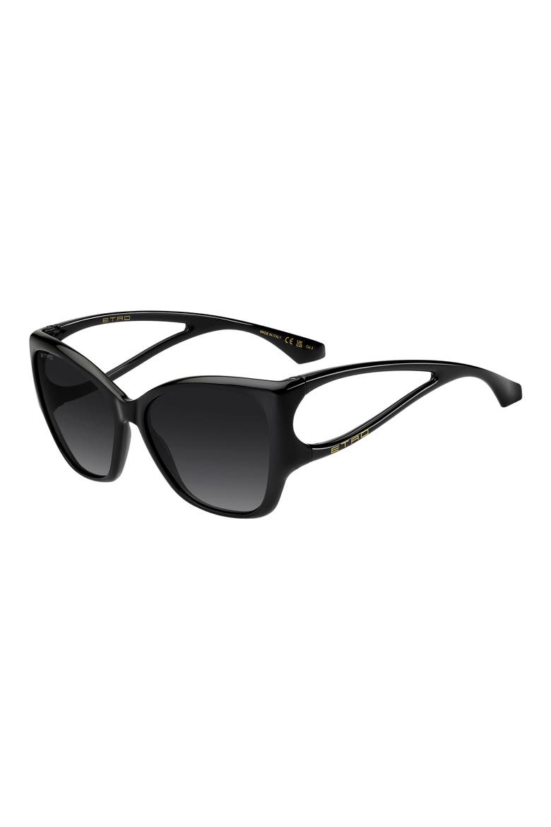 59mm Gradient Cat Eye Sunglasses, Alternate, color, BLACK/ DARK GREY SF