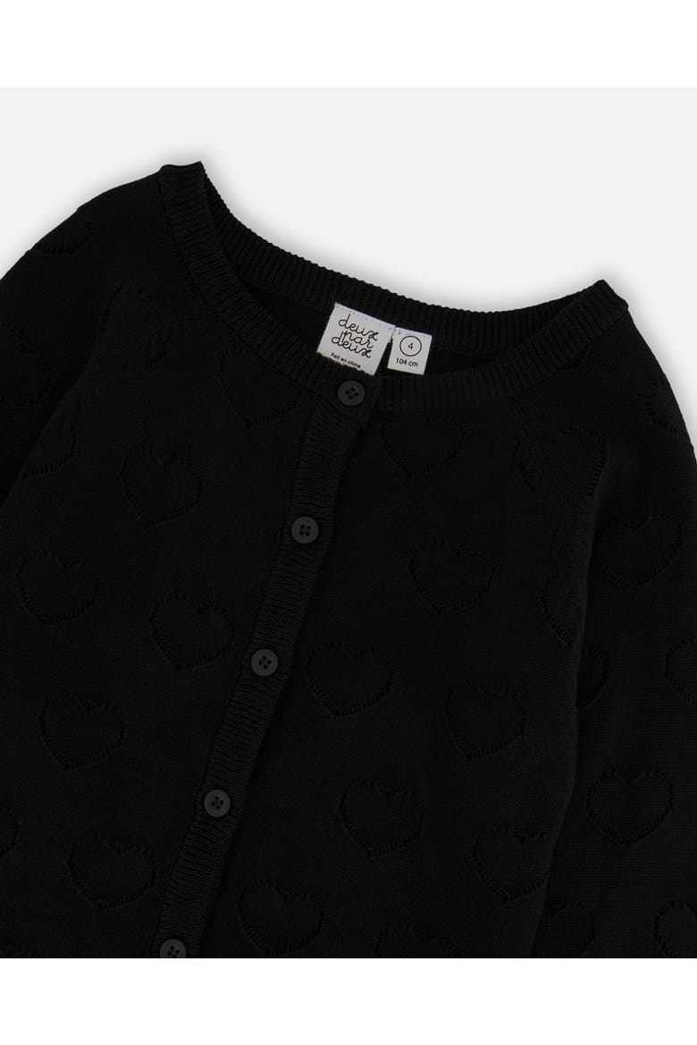 Pointelle Knit Long Sleeve Cardigan, Alternate, color, Black