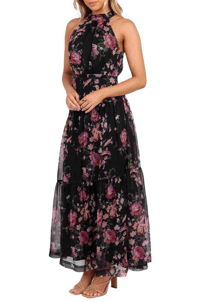 Eden Floral Halter Maxi Dress, Alternate, color, BLACK FLORAL