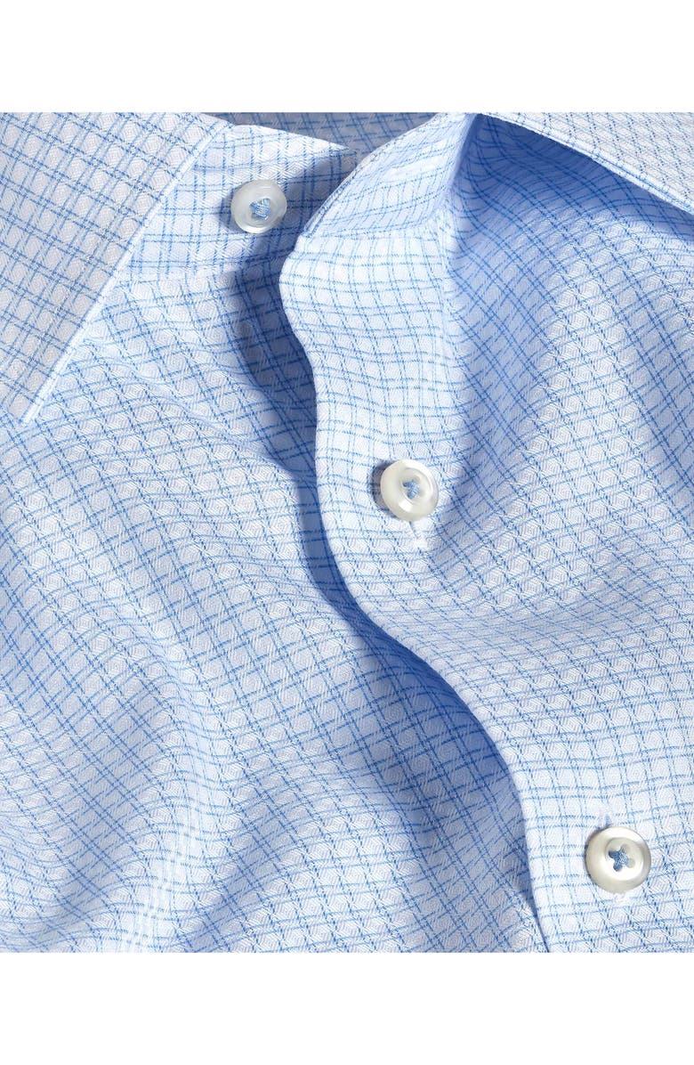 David Donahue Regular Fit Dobby Check Cotton Dress Shirt, Alternate, color, White/Sky