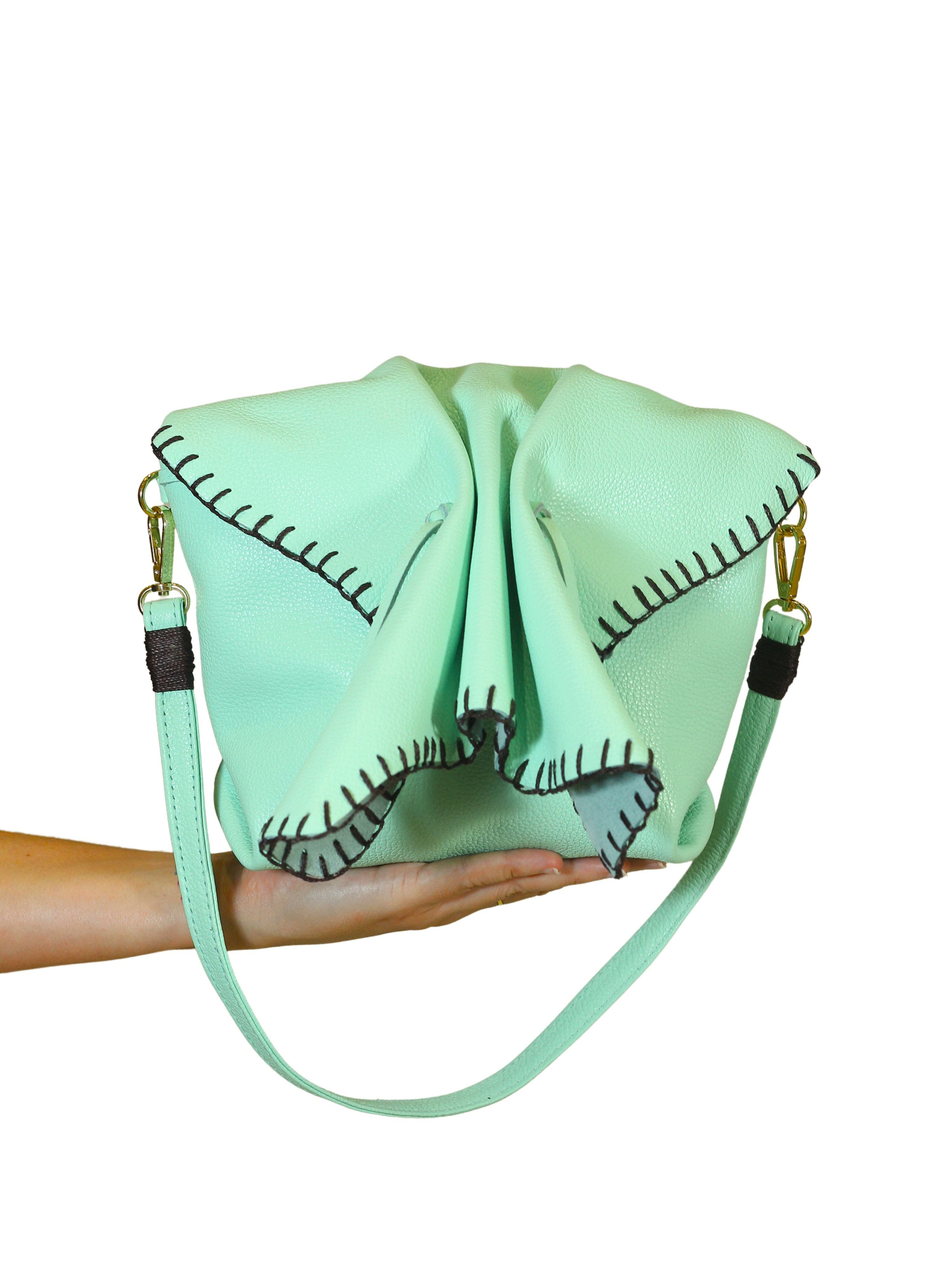 Carlos Falchi Medium Butterfly Top Grain Leather Bag, Alternate, color, Lime