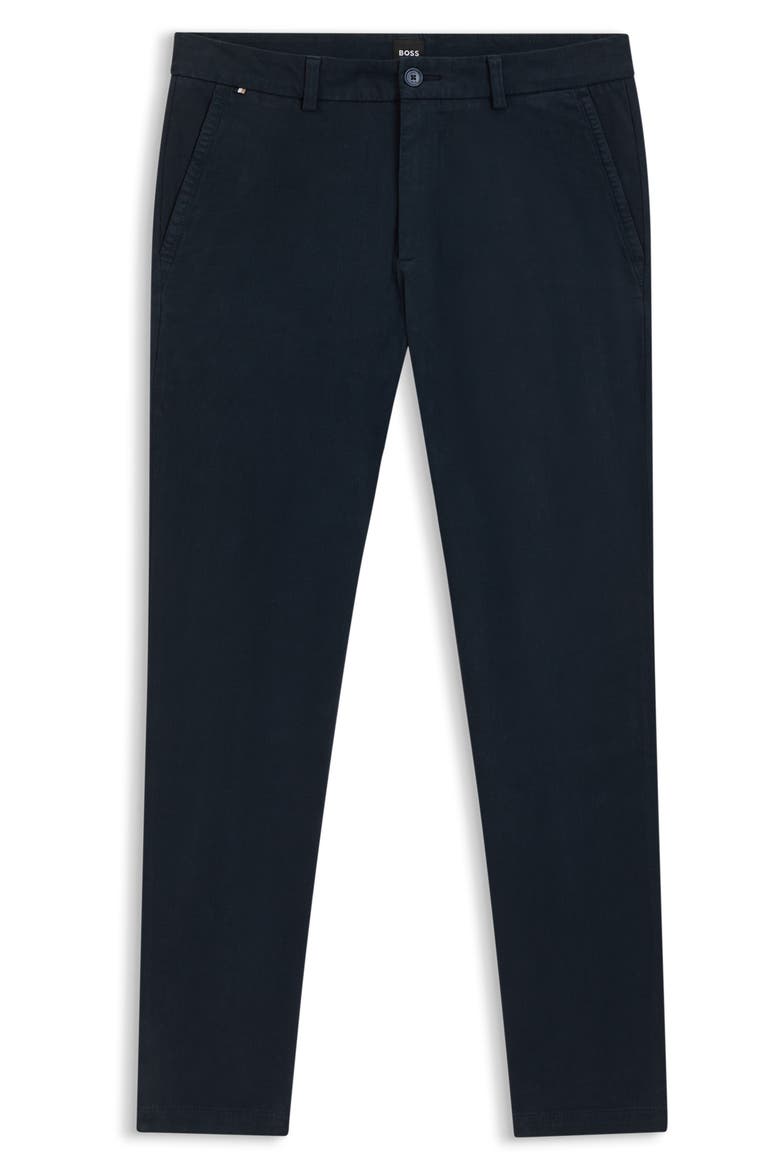 Kaiton Slim Fit Flat Front Stretch Cotton Chinos, Alternate, color, DARK BLUE