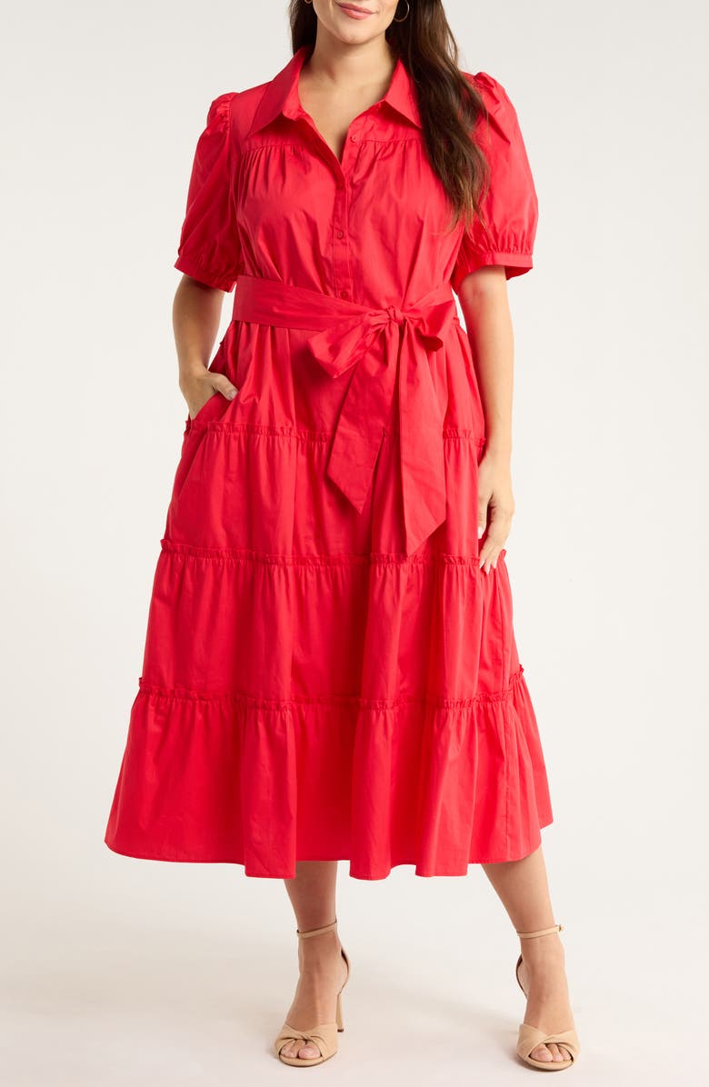 SUGARLIPS Blate Short Sleeve Shirtdress, Main, color, Red