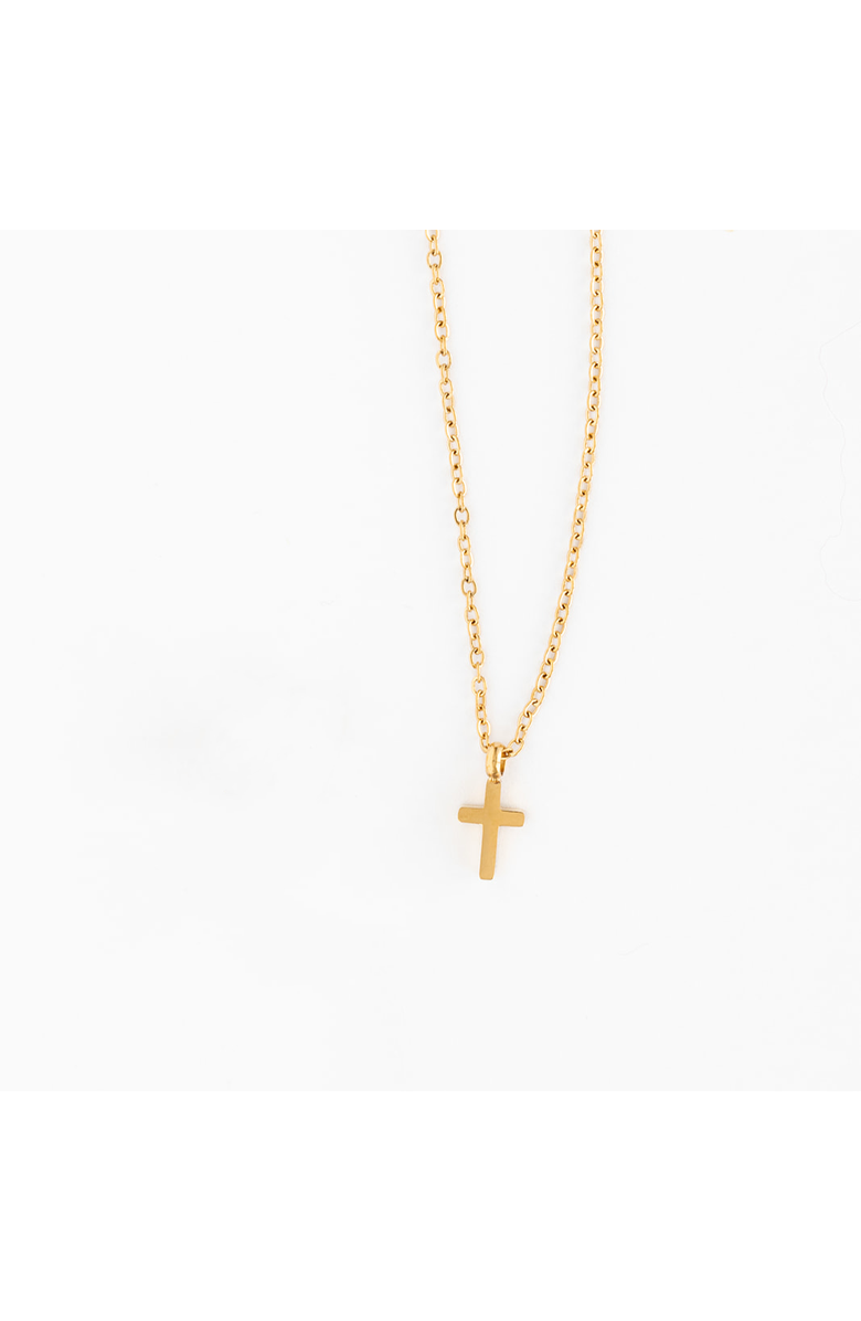 Pip Pop Cross Pendant Necklace, Main, color, Gold