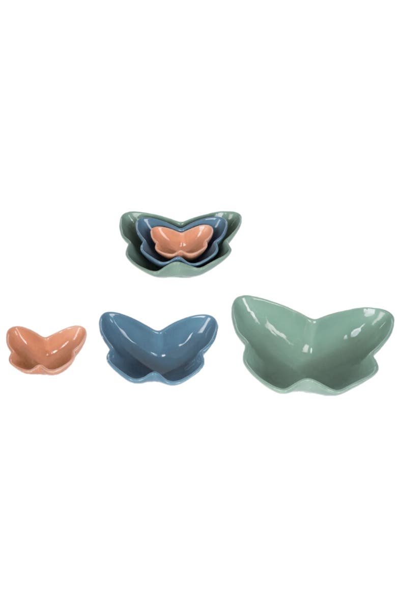 Reactive Glaze Butterfly Shaped Bowls,, Main, color, Green