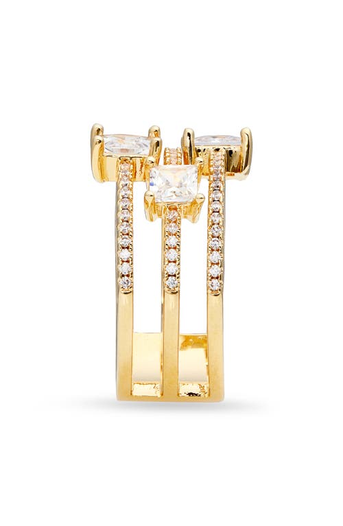 Shop Nordstrom Triple Emerald Cut Cubic Zirconia Ring In Clear- Gold