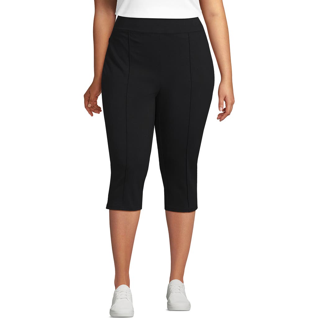 Lands' End Starfish High Rise Pintuck Capri Pants In Black