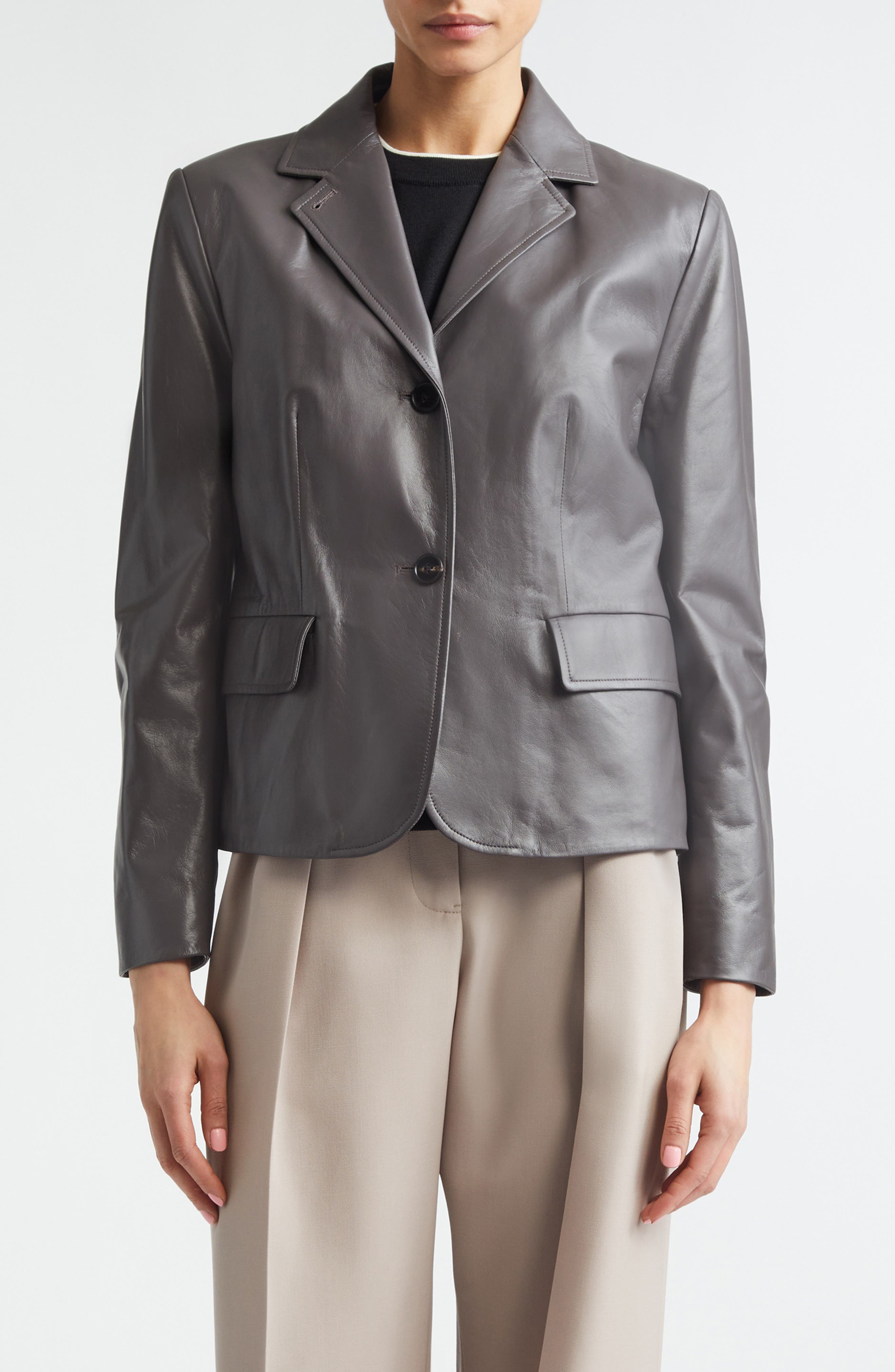 Crop Napa Leather Blazer