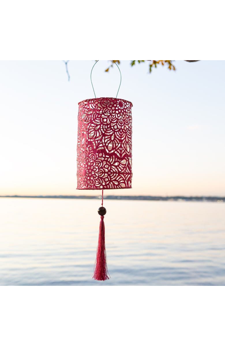 Allsop Home & Garden Soji Stella - Tassel Cylinder - Solar Lantern, Alternate, color, Pink