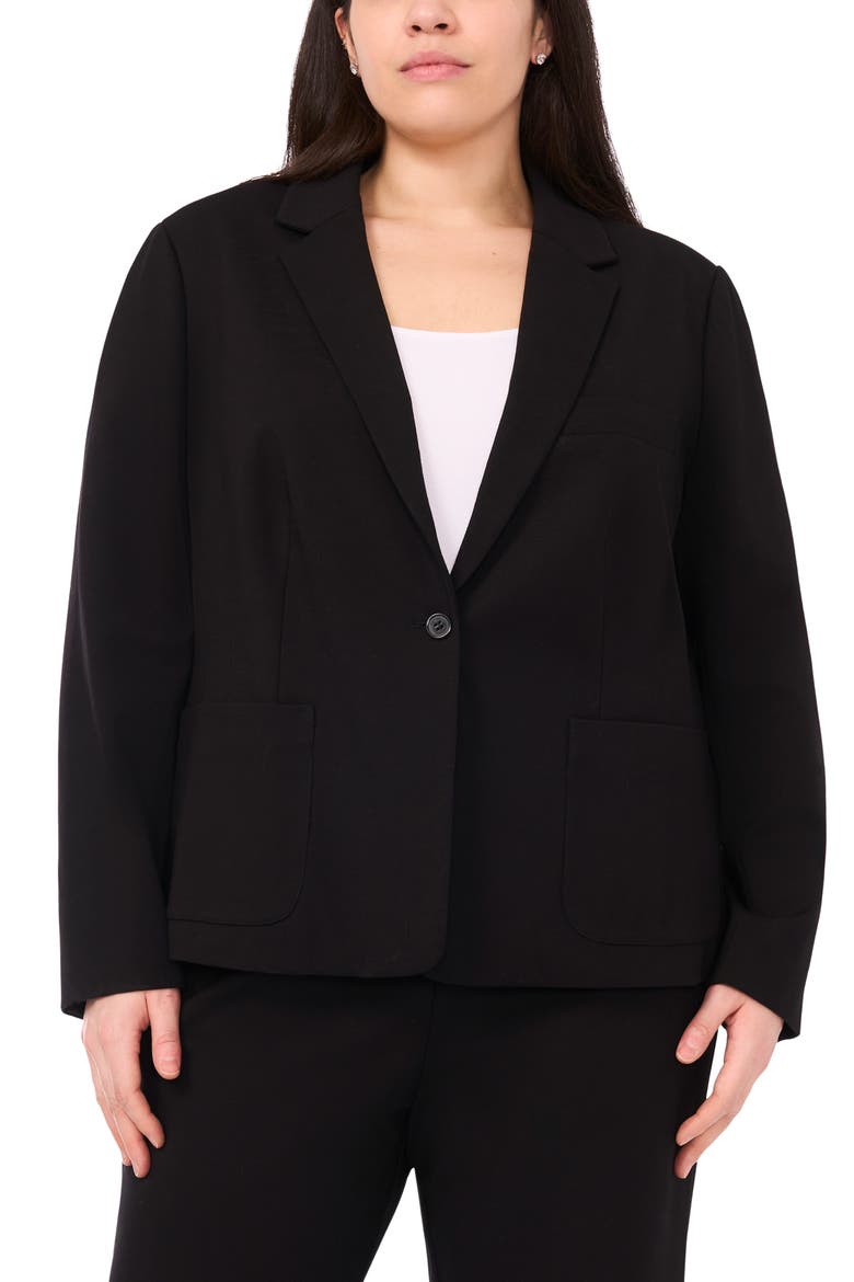One-Button Ponte Knit Jacket, Main, color, RICH BLACK