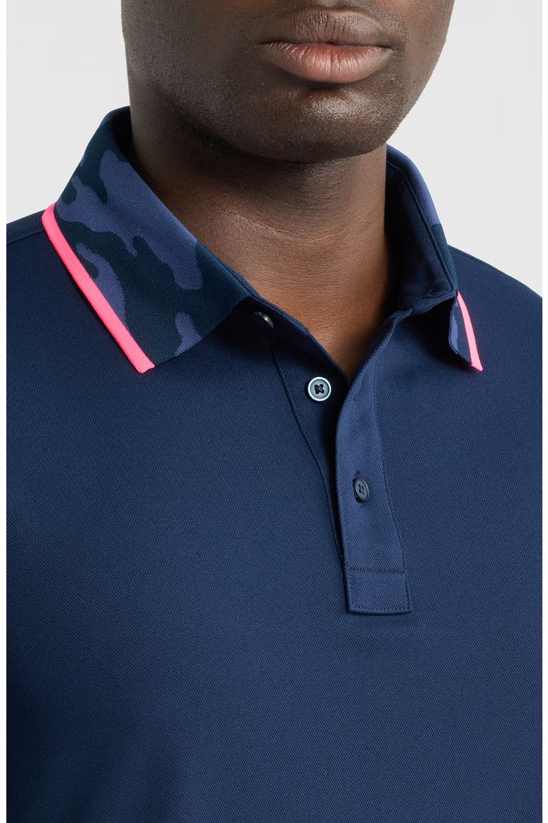 Camo Collar Performance Piqué Polo, Alternate, color, TWILIGHT