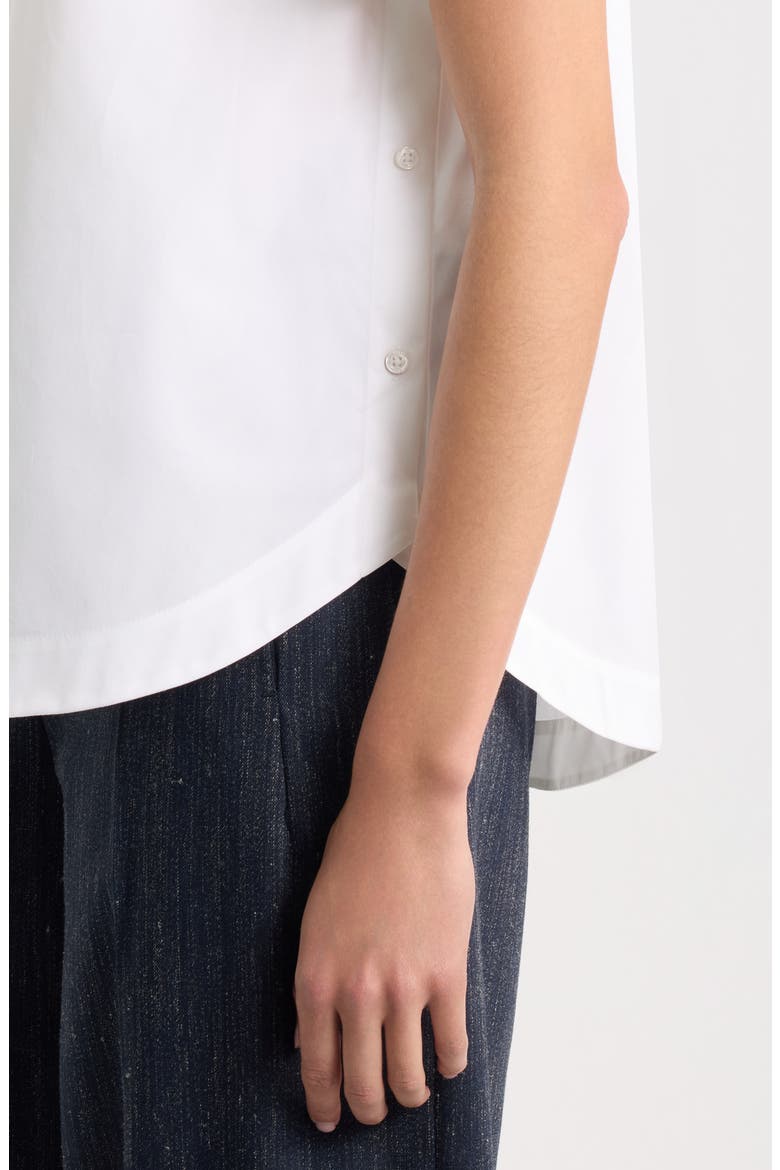 Boceta Band Collar Short Sleeve Cotton Shirt, Alternate, color, BRIGHT WHITE