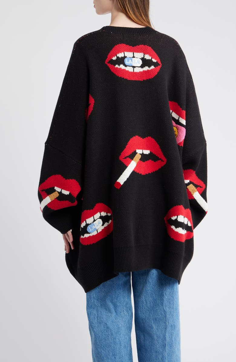 Dressed in Lala Smoking Mouth Oversize Cardigan, Alternate, color,