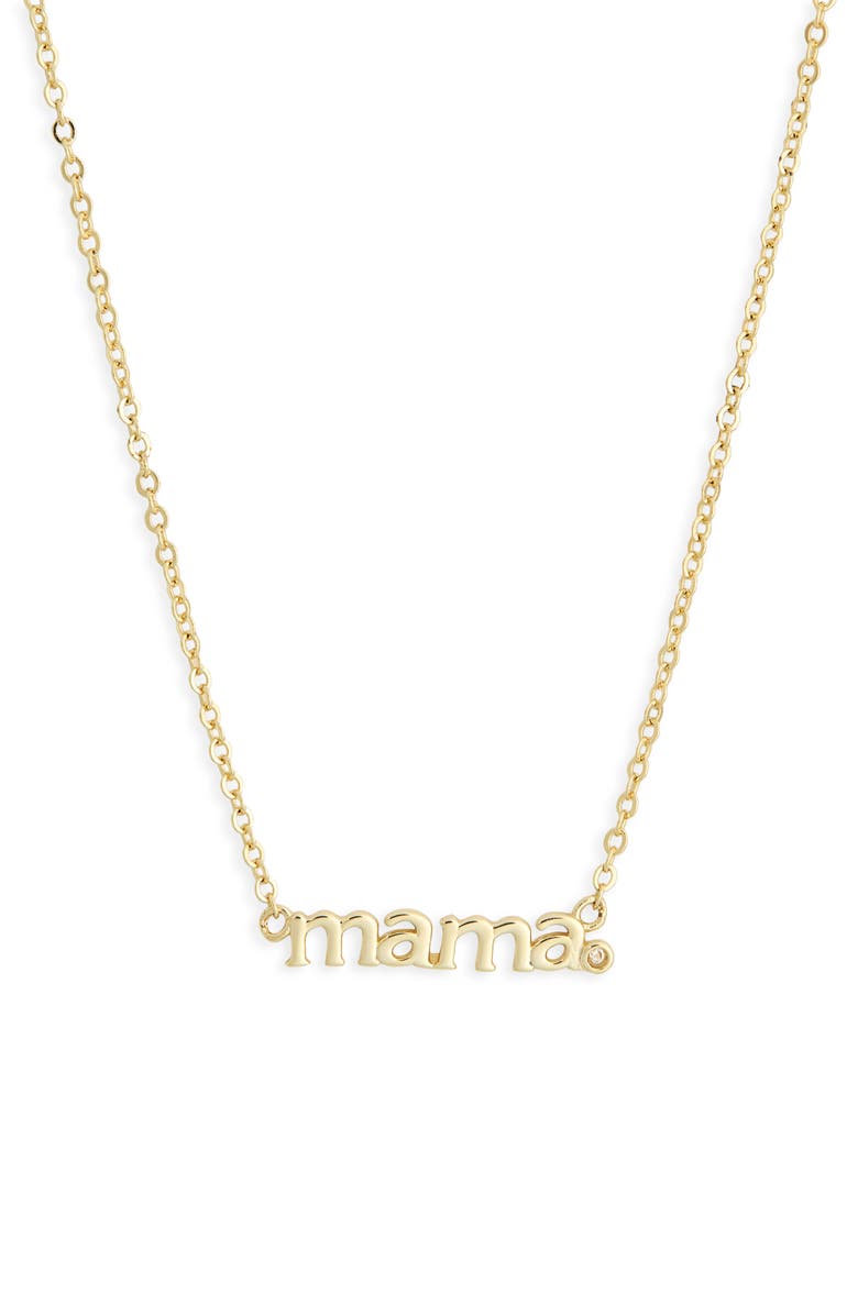 NORDSTROM RACK 14K Gold Plated Lab Grown Diamond Mama Pendant Necklace, Alternate, color, Lab Grown Diamond- Gold