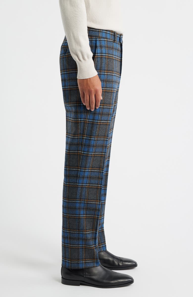 Berle Plaid Wool Blend Flannel Dress Pants, Alternate, color, Charcoal Grey