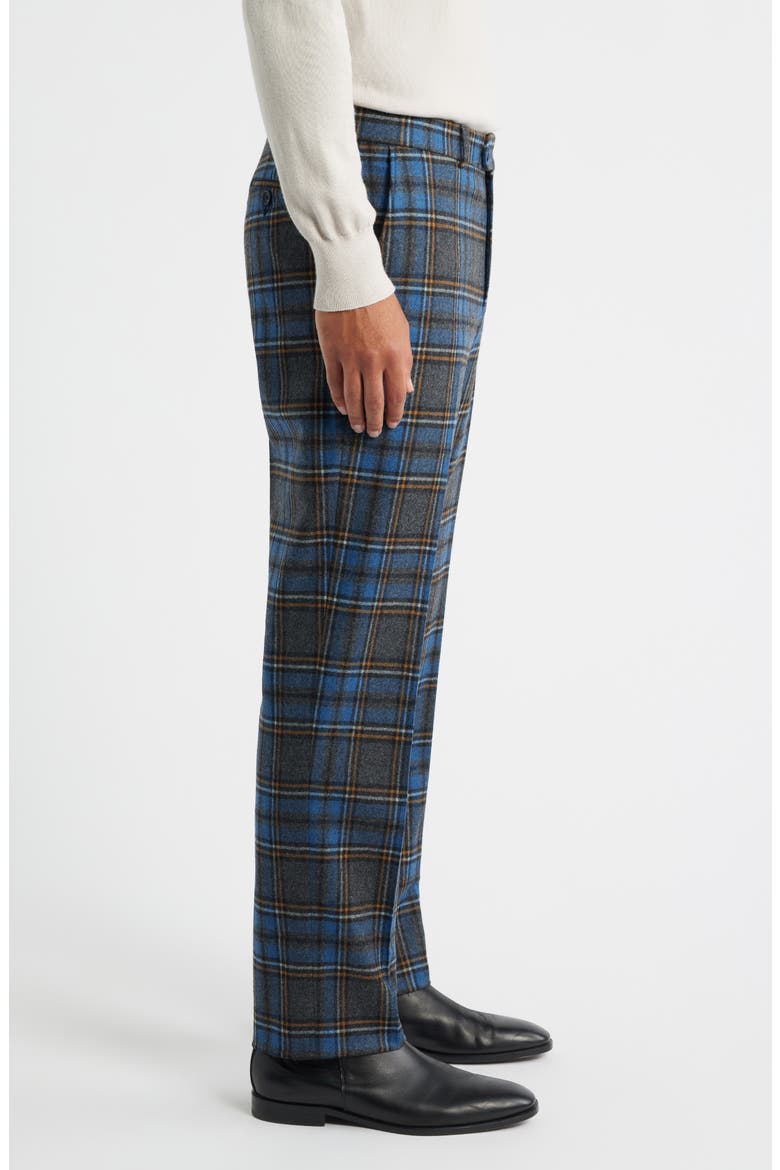 mens plaid dress pants Wool Stretch Plaid Single Pleat Suit Pants
