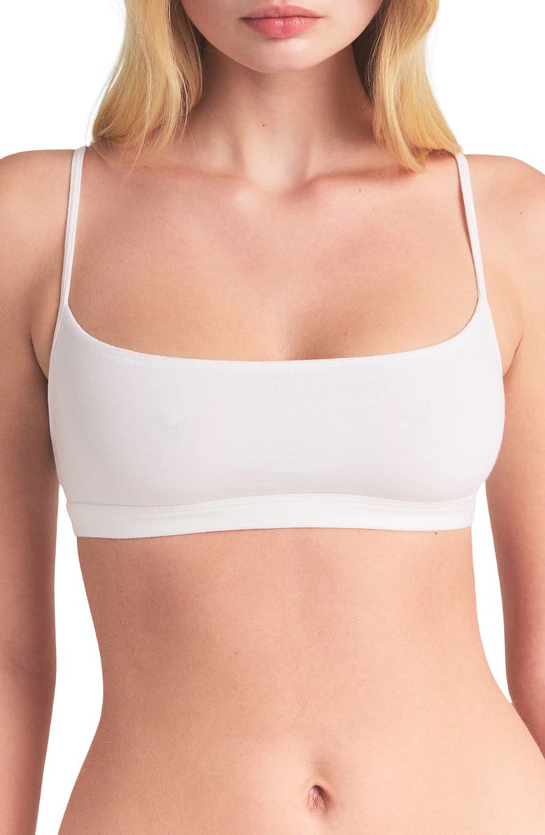 SKIMS Everyday Cotton Scoop Bralette, Main, color, Snow