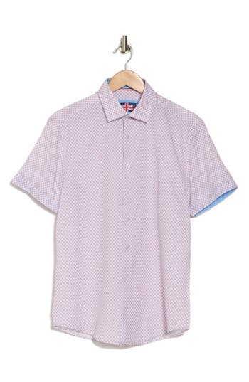 Soul Of London Stretch Short Sleeve Button-up Shirt In White/blanc