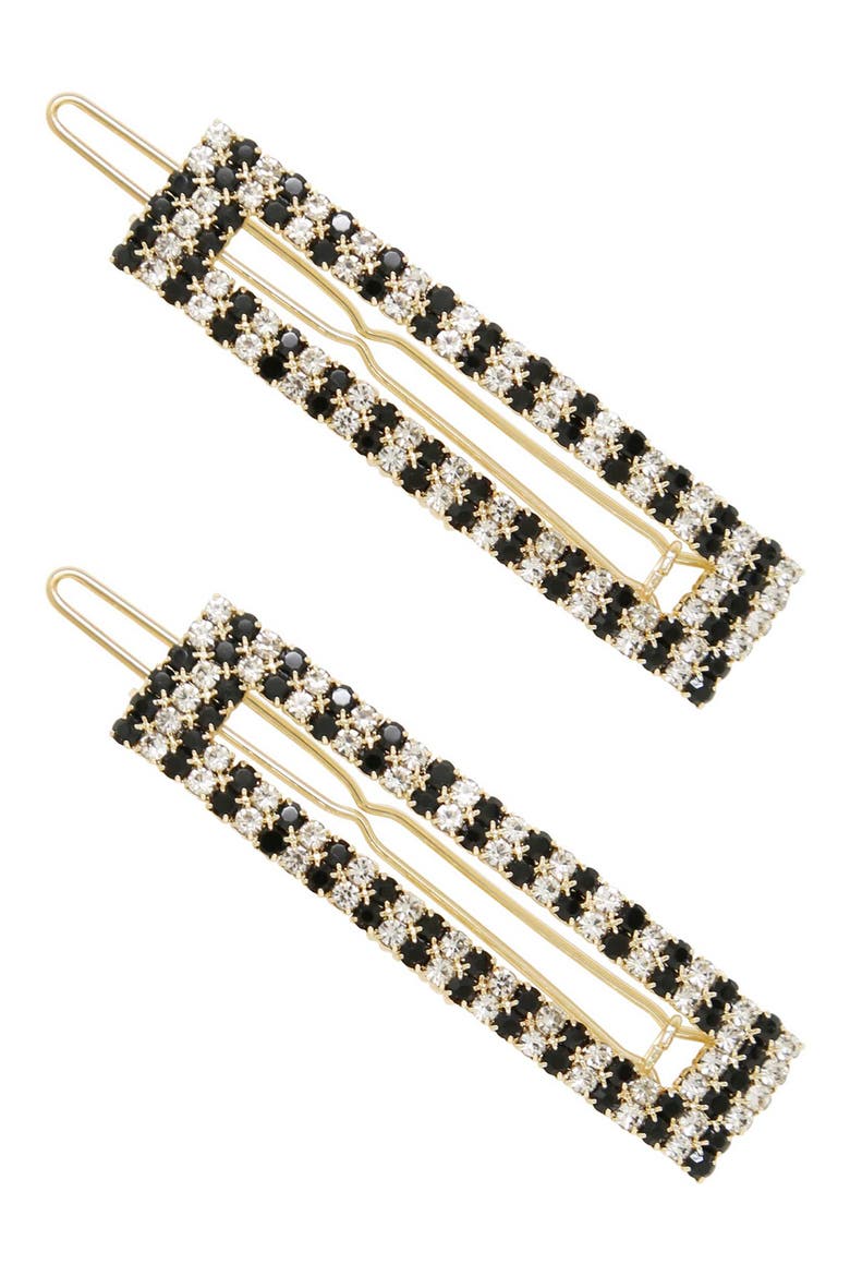 Cubic Zirconia 2-Pack Barrettes, Main, color, BLACK