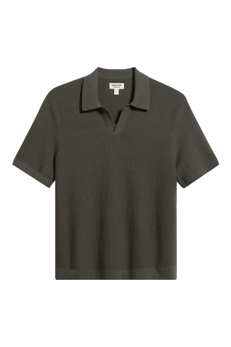 Johnny Collar Textured Polo Sweater, Alternate, color, GREY HARBOR