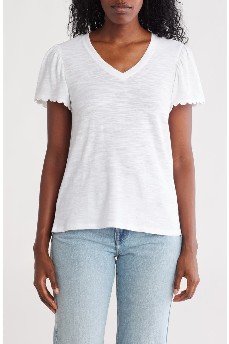 Scallop Trim T-Shirt, Main, color, WHITE