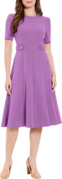 London Times Side Tab Fit & Flare Dress