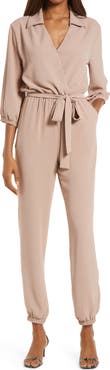 Fraiche by J Tie Waist Long Sleeve Jumpsuit