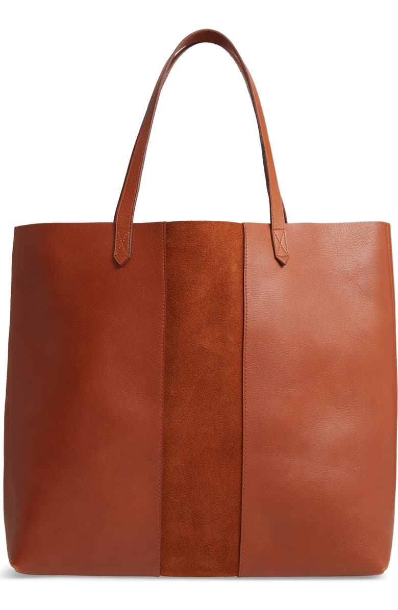 Madewell Suede Stripe Transport Leather Tote, Main, color,